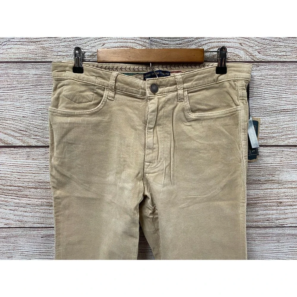 Vintage 1946 Corduroy Pants Mens 40X33.5 Beige Modern Tight Fit Stretch New